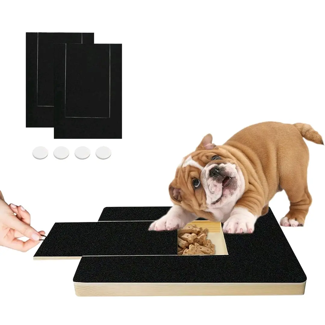 Dog Scratch Board for Nails, Wooden Dog Nail File Board with Built-in Pull-out Snack Box and Replacement sandpaper, Puppy Nail Grinding Pad for Pets Nail Care (Dog Scratch Board for Nails)