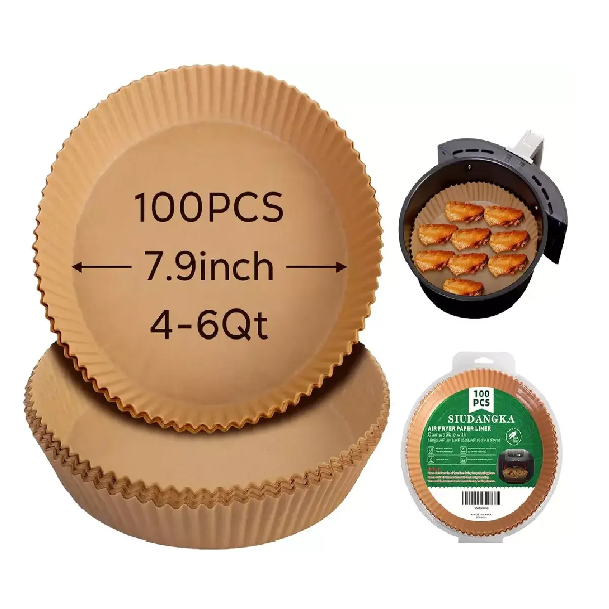 Round Disposable Non-Stick Air Fryer Steamer Paper Liner Parchment Baking Bakeware Utensils Square