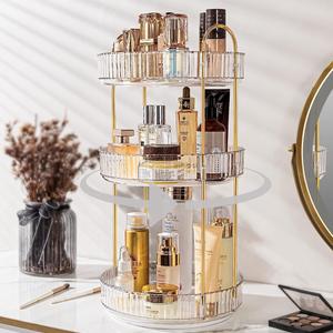 Rotating Makeup Organizer 3 Tier Makeup Storage Rack 360 Rotating Perfume Organizer Rack Multipurpose Vanity Storage Desk Organizer Space Saving Boxes Home Decor Bedroom Accessories Spinning Storage Organizer Adjustable Expandable Ornaments