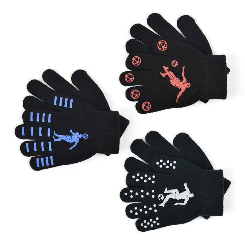 A2Z 4 Kids Boys 3 Pack Gloves Thermal Magic Winter Warm Knitted Mitten Full Finger Stretchy Walking Riding Gloves Grip With Animal Camo Football Grippers One Size Fit Suitable For Age 5-13 Year 1