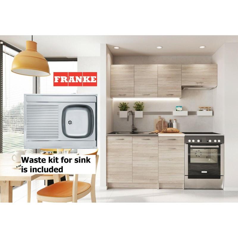 Kitchen Cabinet Set 5 Unit Sonoma Oak Cupboards Worktop Franke Sink Modern Nela 1