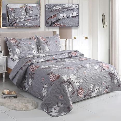Milan Quilted 3-Piece Bedspread Set with 10 Unique Designs - Available in King and Double Beds 8