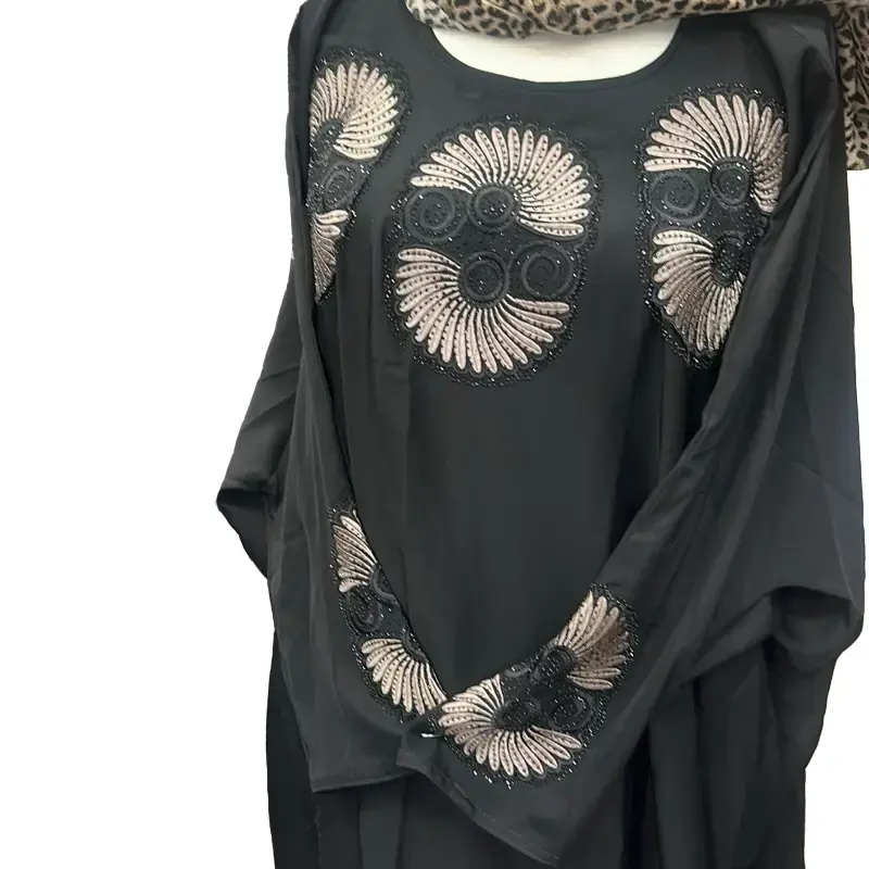 black and floral abaya