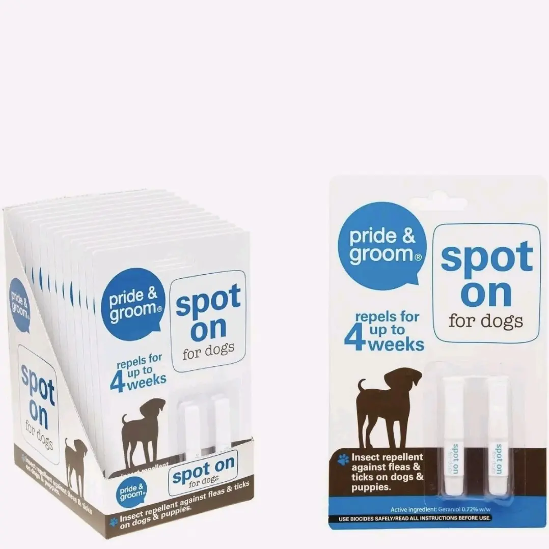 Pride & Groom spot on flea tick lice repellent pet grooming kit spot on treatment for dogs