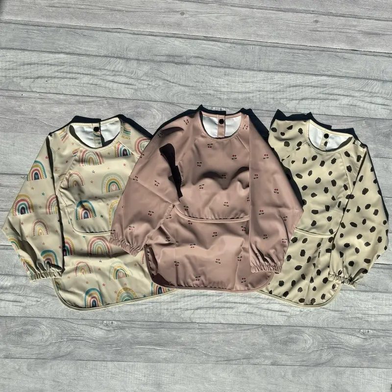 Baby and toddler long sleeve feeding bib apron 0