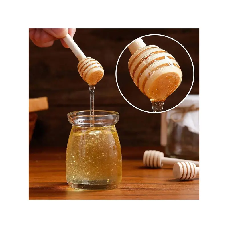 10pcs/20pcs/30pcs/40pcs/50pcs 3.5 Inch Wooden Honey Dipper Sticks, Mini Honey Dippers For Honey Jar, Glue Applicator, Drizzle Honey, Wedding & Party Favors 6