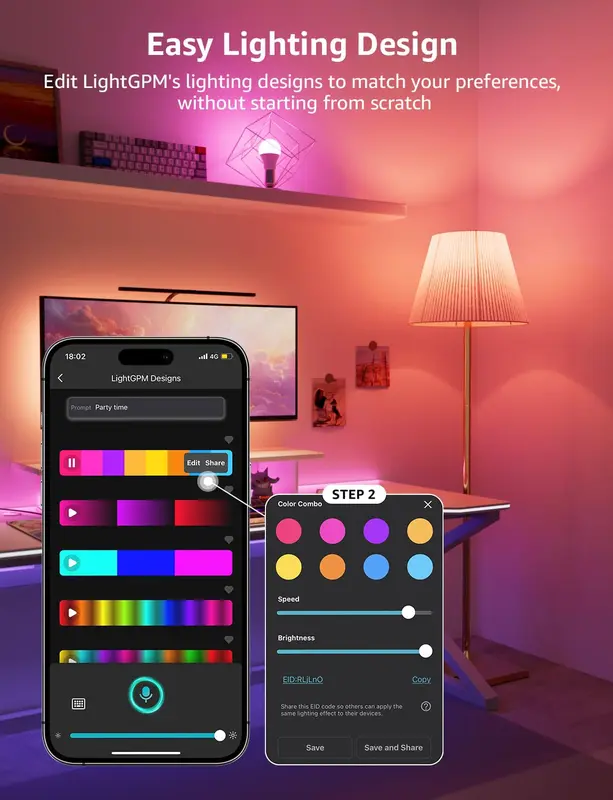 Lepro B1 AI Smart Bulb B22, Music Sync, Bayonet WiFi Bulb That Works with Alexa & Google Home, AI Lighting Design Assistant, APP & Voice Control, 806lm, Dimmable, Bluetooth Color Changing Light Bulb [Energy Class F] 5