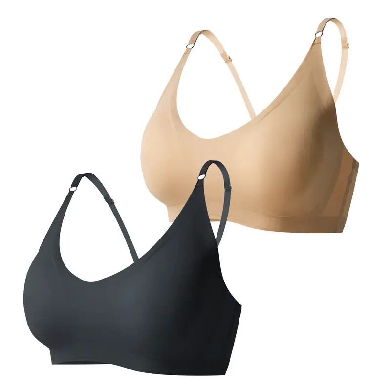 2-PCS Wire-Free Push-Up Bras Seamless Padded Cleavage Enhancing Invisible@D4-1 0