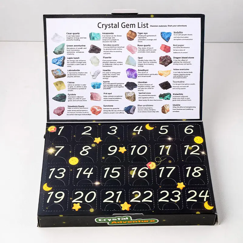 Crystal Adventure Gift Box for children Natural Science, Best Christmas Gift for Children, Crystal Collection Crystal Kit, Popular Tumbled Crystals Crystal Starter Set for boy/girl, Natural crystal rough stone children's gemstone mineral box birthday gift 3