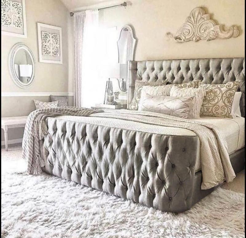 Chesterfield Wingback plush velvet bed with different colours and sizes elegent and unoque style 0