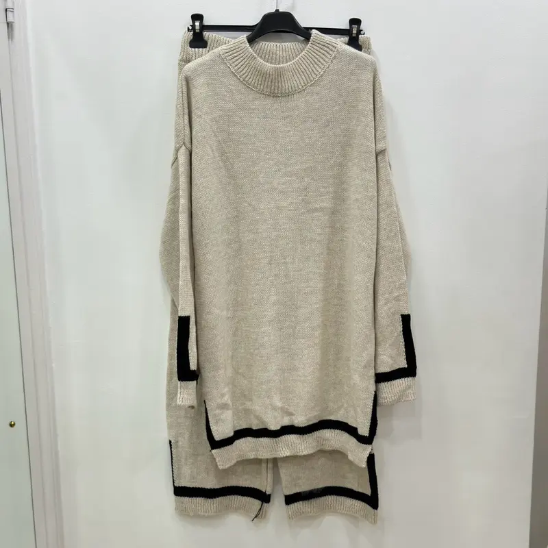 Women's Knit Co-ord with contrasting Stripe Design - Loose Fit 7