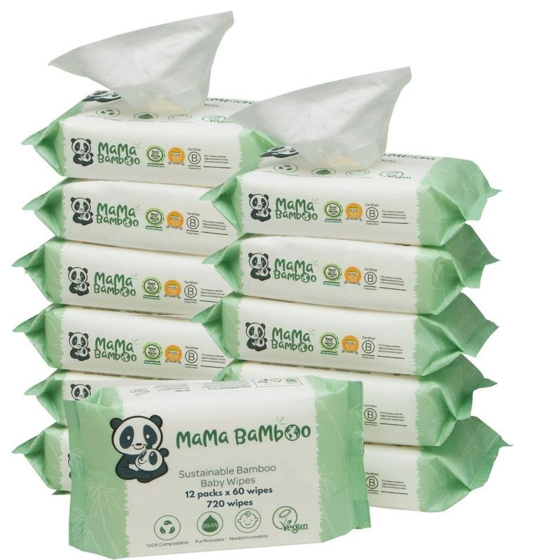 Mama Bamboo Sustainable Baby Wipes (Available as Single Pack or Pack of 12) 3