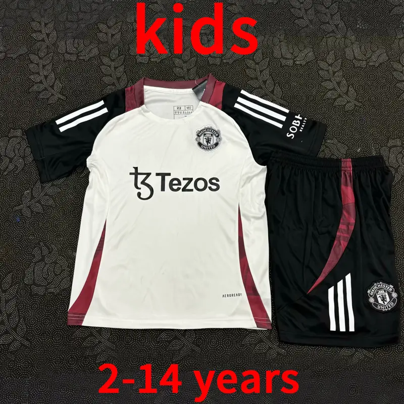 25-26 Man Utd training Kids 2-14 years Football jersey 2025-2026 Manchester United training Kids soccer jersey