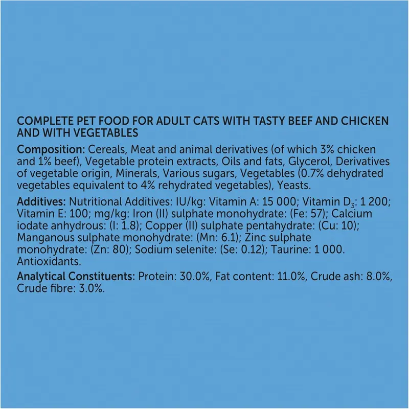 Felix Doubly Delicious Beef Chicken & Vegetables Dry Cat Food (750g x 4 - Pack 4) 4