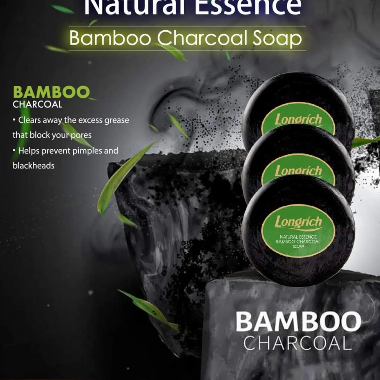 Longrich Bamboo Soap x 3 (100g) - Body Care and Comfort Skin Repair Cleansing Cleanser