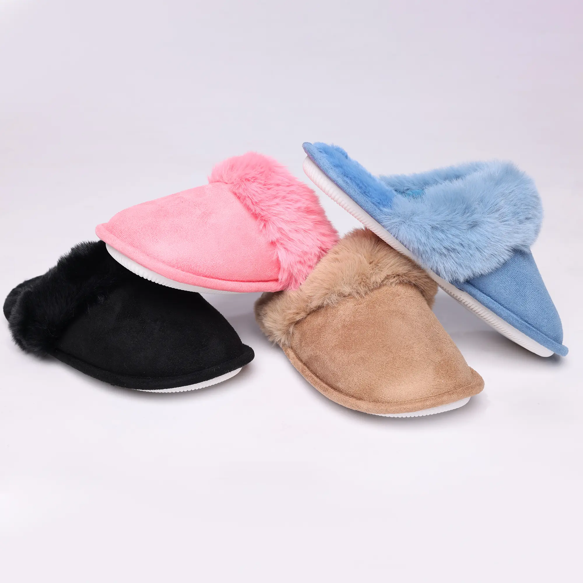 London Shoe Co Ladies & Girls Luxury Slip On Winter Mule Plain Slippers UK3 to UK8