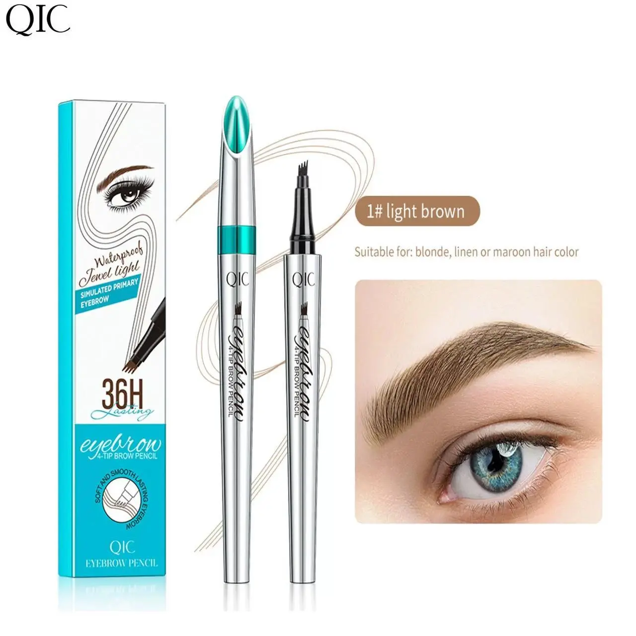 [Clearance sale]QIC 4 Colors Eyebrow Mascara Cream Brush Microblading Long Light brown/Dark brown/Black/Gray