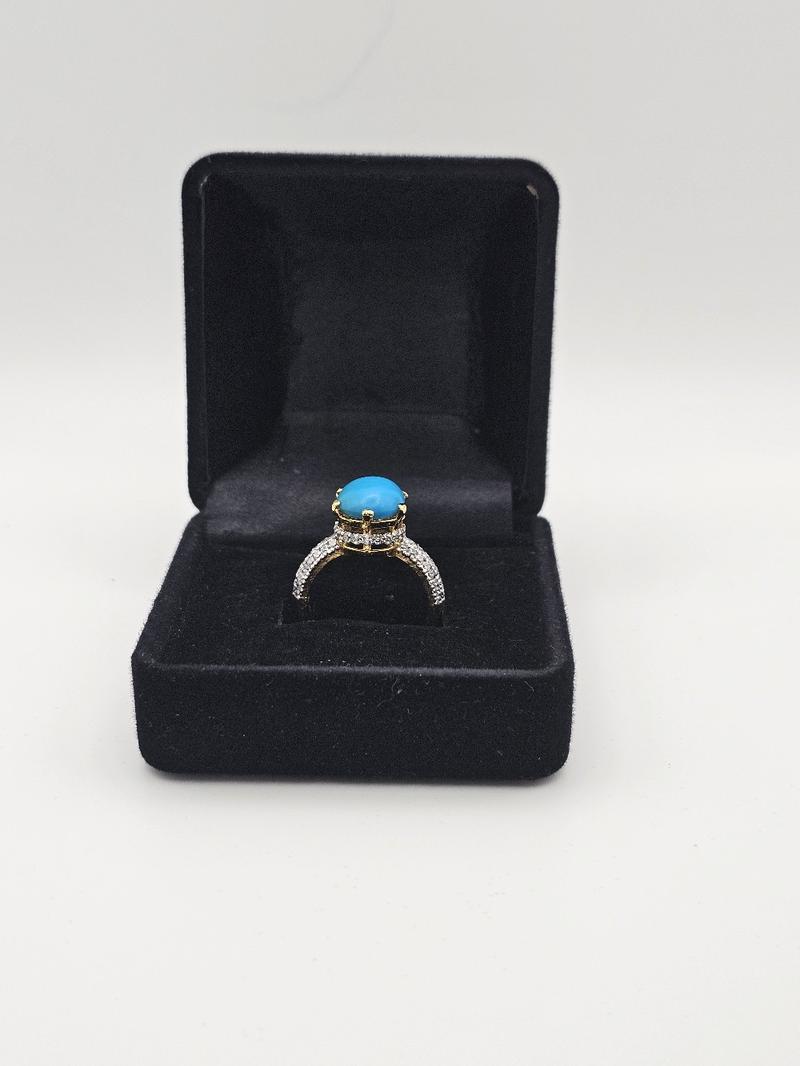 Product Introduction of Turquoise Ring for Women - NaurattanSilver with Zircon Studs and Handcrafted Design 8