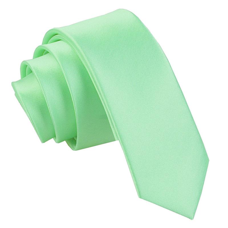DQT Plain Satin Men's Skinny Tie Perfect for Weddings Formal Attire Special Occasions 6