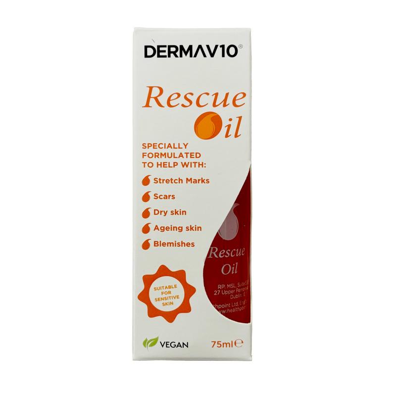 Derma V10 Rescue Oil, Reduce Appearance Of Stretch Marks And Scar Tissue, For Dry, Dehydrated Skin, After Sun, Ageing Or Blemished Skin, Clinically Tested, Paraben Free, Vegan Friendly, Made In The UK 0