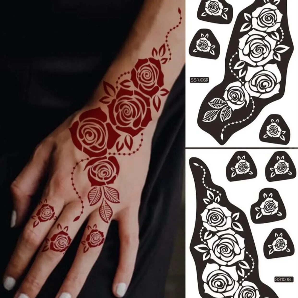 Henna stencil for 1 hand, henna tattoo, mehndi design