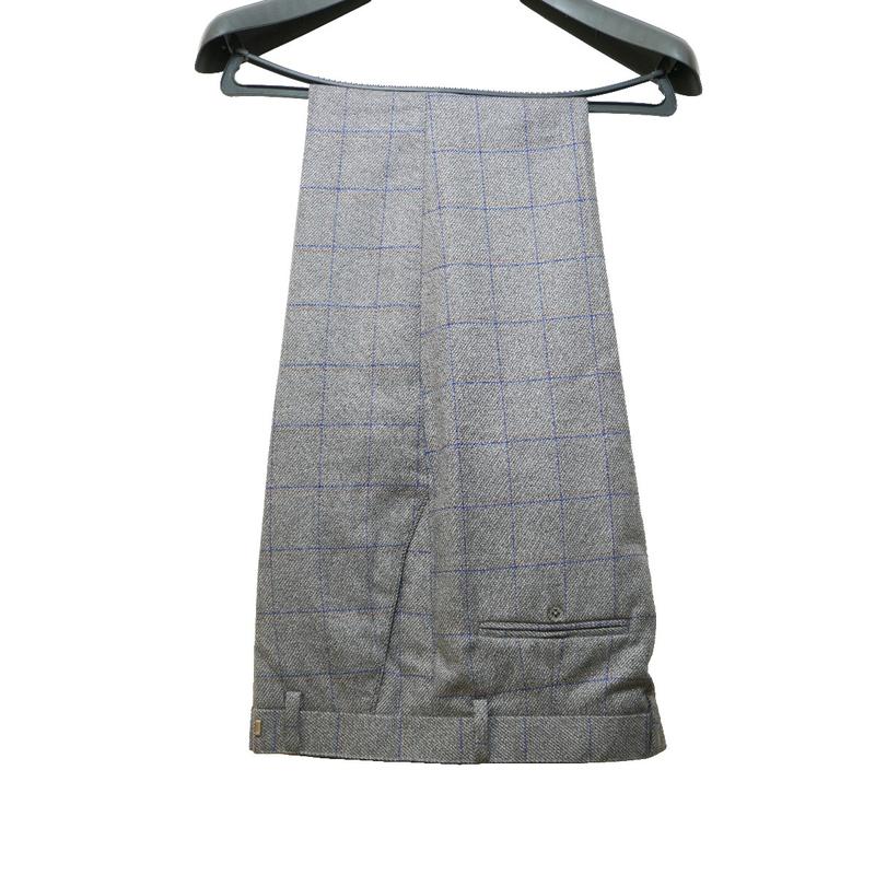 Men's Tweed Grey Check 3 Piece Suit - Wool Jacket, Waistcoat, Trousers & Tie 2