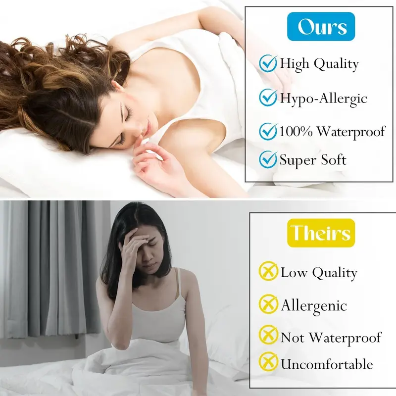 Waterproof Quilted Mattress Protector, Extra Deep 30cm Fitted Stretch Skirt, Quilted Mattress Topper Cover, Machine Washable, Hypoallergenic and Breathable Mattress Cover fits snugly Single Double King Super King and High Quality 5