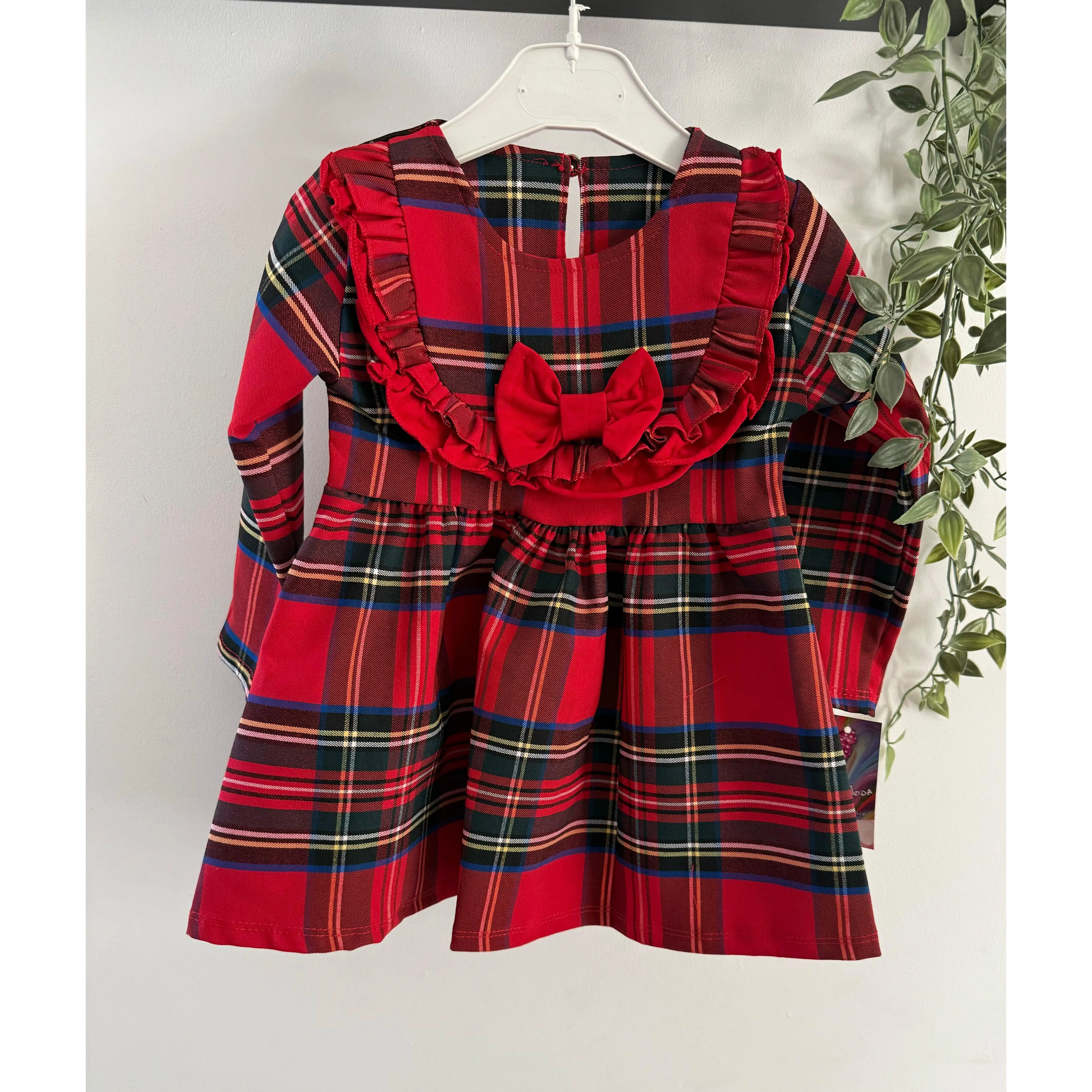Red Bow Tartan Dress