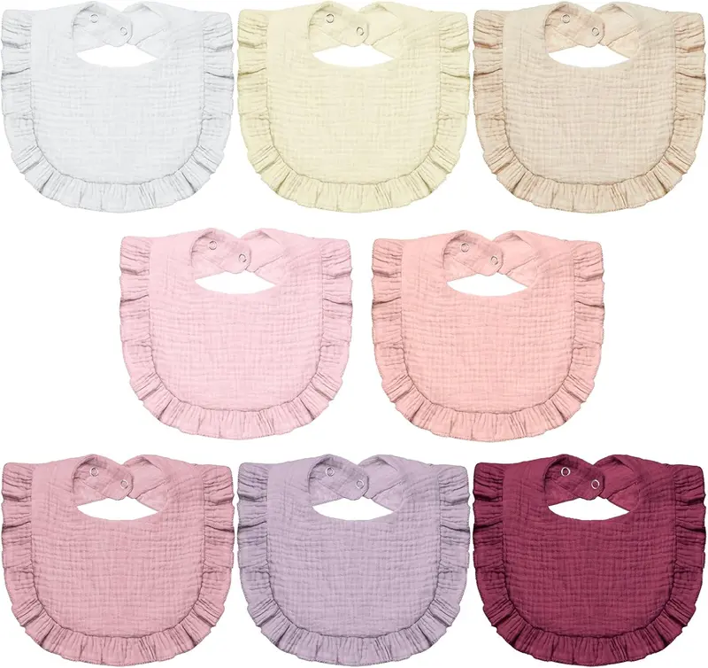 Baby Bandana Dribble Bibs Drool Bibs, 8pc Infant Teething Soft and Absorbent with Adjustable Snaps, Bib Set for Unisex Newborn Toddlers Aged 0-24 Months 0