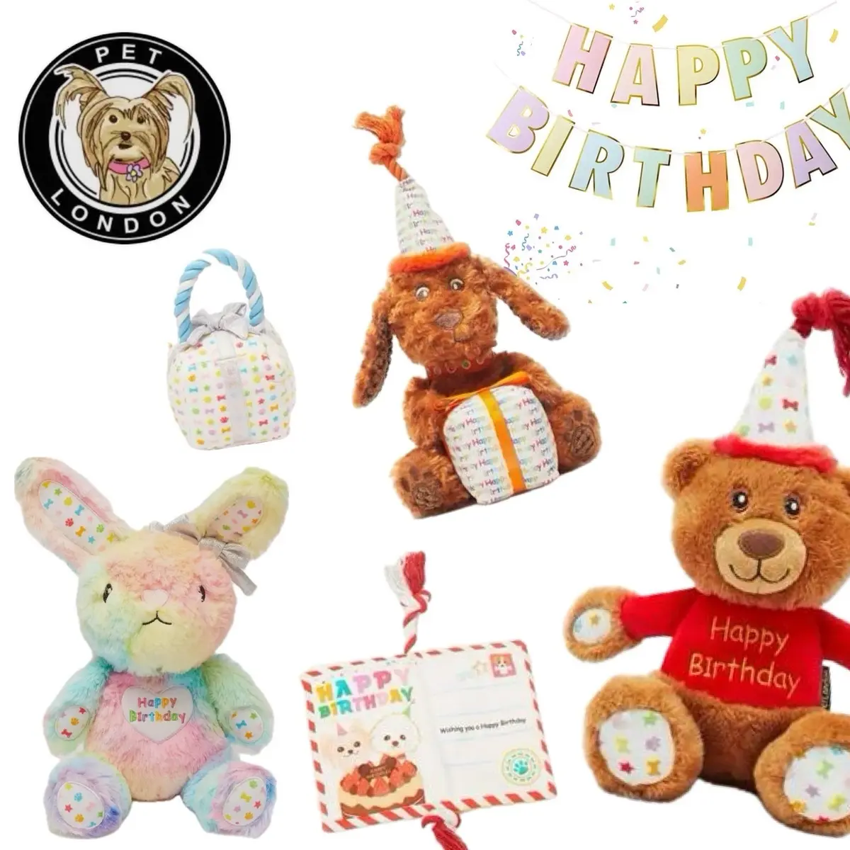 Pet London / Happy Birthday Dog Collection / Plush / Squeaky Dog Toys for