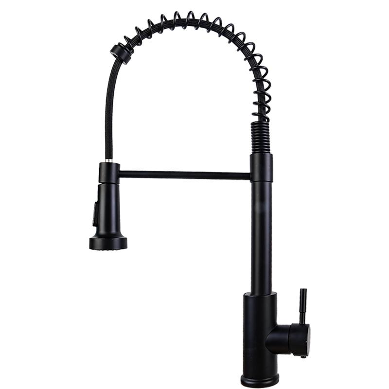 Monobloc Kitchen Sink Mixer Tap with Pull Out Hose Sprayer Single Lever - Black, for Home Improvement 1