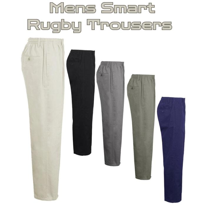 Mens Smart Rugby Trousers Fully Elasticated Stretch Waist Band - TikTok ...