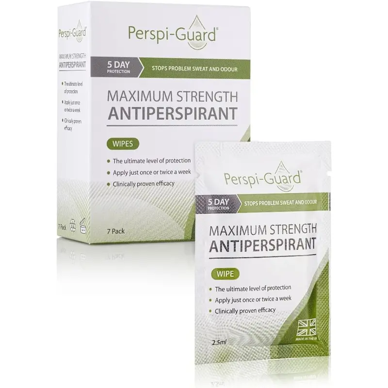 Perspi-Guard Maximum Strength Antiperspirant Wipes 7-Pack - 7 x Individually-Wrapped Antiperspirant Wipes for Women and Men - Effective Protection Against... Body Care Blend 0
