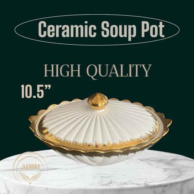 13 Inch Ceramic Soup Pot - High Quality Decor and Ornaments for Cookware
