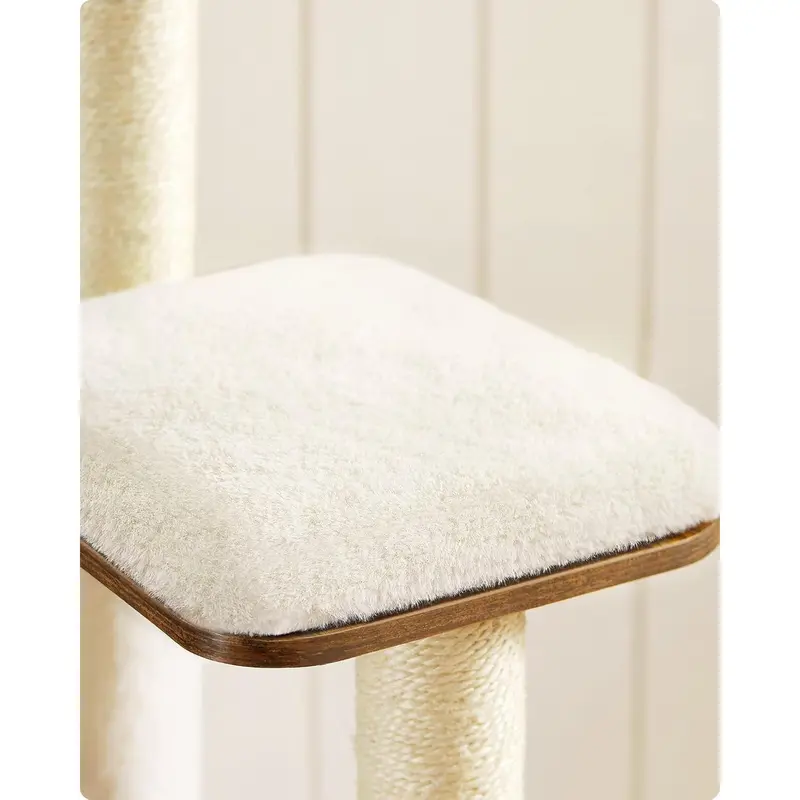 Woodywonders Cat Tree, 65-Inch Modern Cat Tower for Indoor Cats, Multi-Level Cat Condo with 5 Scratching Posts, Perch, Washable Removable Cushions, Cat Furniture, Rustic Brown UPCT166X01 5