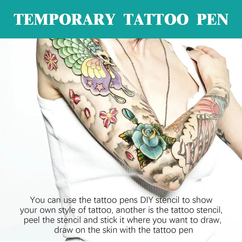 Temporary Tattoo Pen Set Face, Arm, Body Multi Color Painting DIY Makeup Graffiti Decoration Tattoo Pen For Cosplay,Party,Celebration , Safe for Skin 4