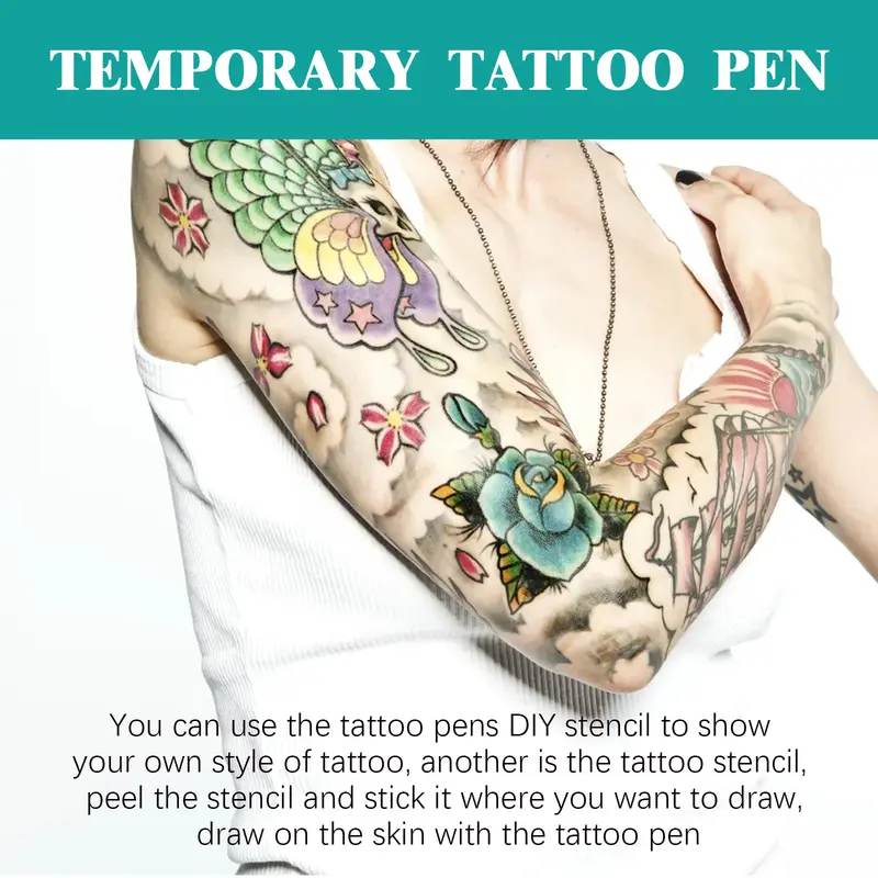 Temporary Tattoo Pen Set Face, Arm, Body Multi Color Painting DIY Makeup Graffiti Decoration Tattoo Pen For Cosplay,Party,Celebration , Safe for Skin 4