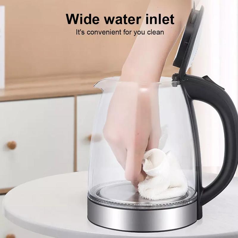 Electric Kettle 2L Fast Boil Quiet Glass Kettle 360 Blue LED Boil-Dry Protection 7