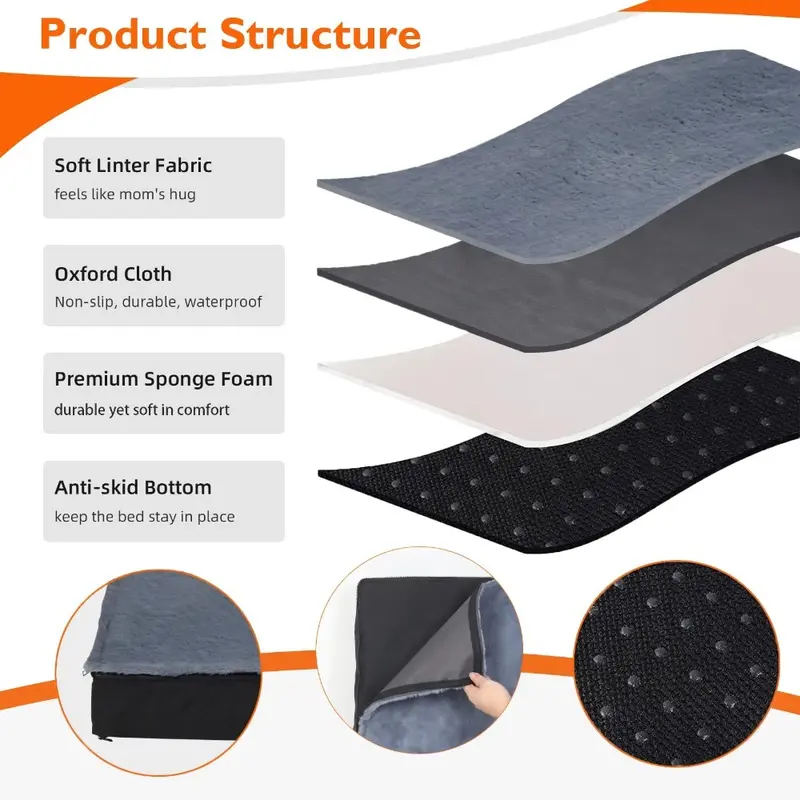 Machine Washable Large Dog Beds for Dogs Orthopedic Dog Bed for Medium Large Dogs Waterproof Lining Non-Slip Bottom 8