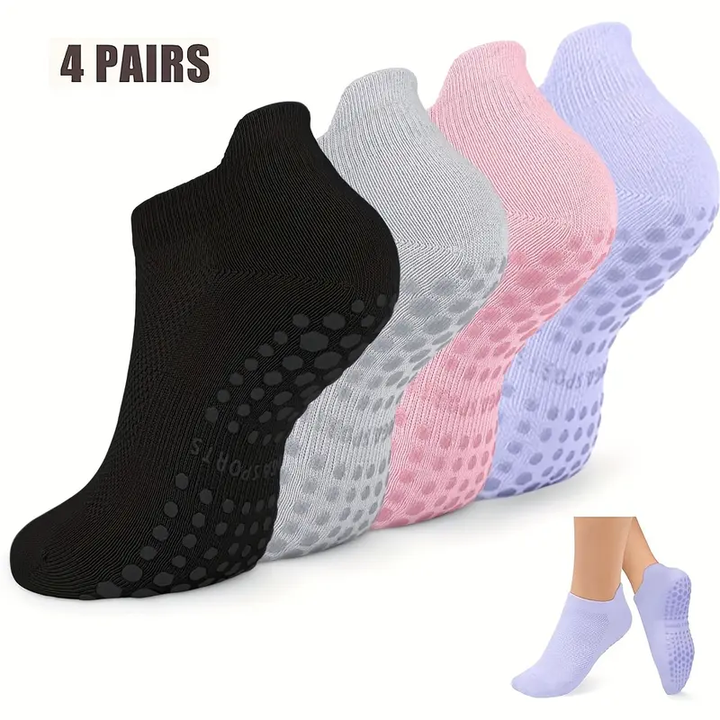Product Introduction of ANIELGARD   4pcs Women's Breathable Non-Slip Yoga Socks, Perfect for Pilates, Barre, Ballet and Home Exercise, Comfortable to Wear. 6