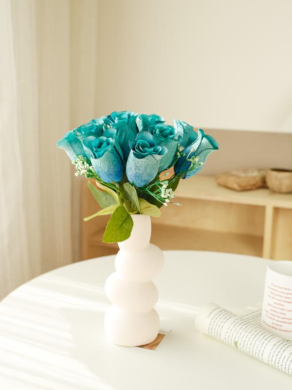 Valentine’s Day Decor Artificial Velvet Rose bud, 1 Piece 12 heads Colorful Faux Flower Bouquet, Artificial Flowers for Wedding and Home Decoration 5