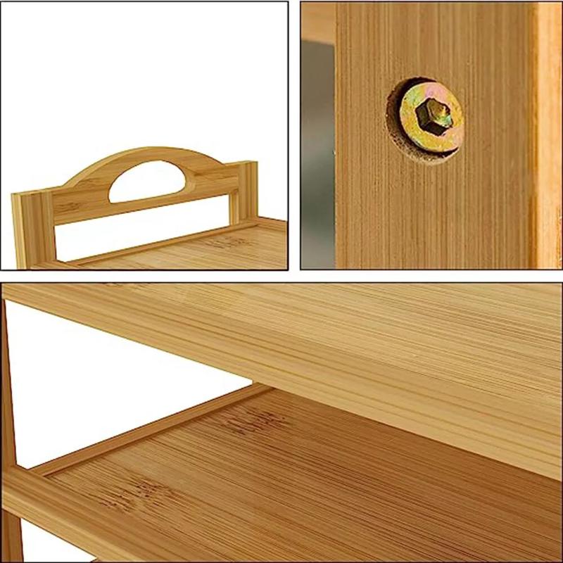 Bamboo Shoe Rack 6 Tiers with Wooden Shelves - UK Footwear Organiser 2