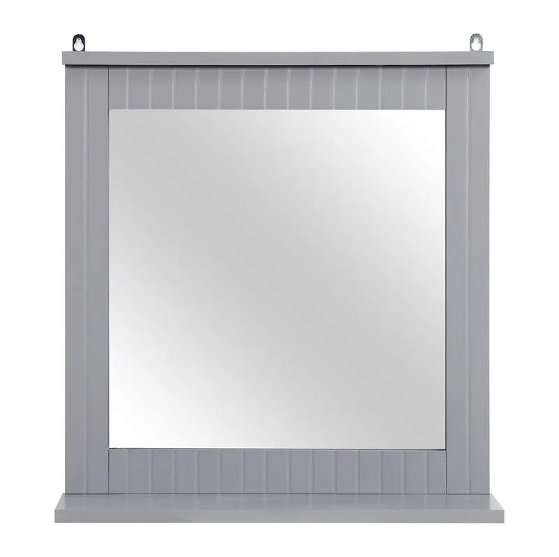WOOD FRAMED WALL MOUNTED BATHROOM MIRROR W/ COSMETIC SHELF VANITY MIRROR, Living Room or Bathroom, 40cm x 13cm x 42.5cm 3