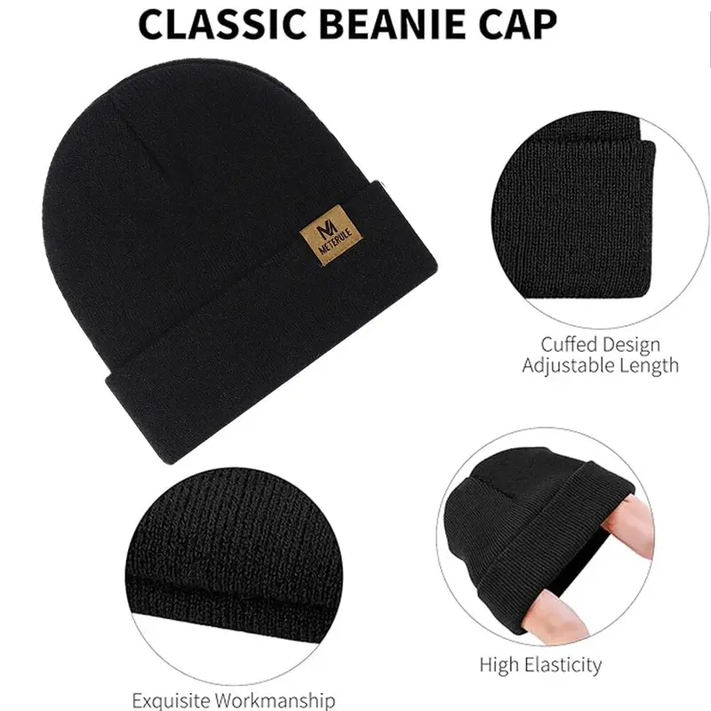Riding Hat Knit Cuffed Beanie for Men Women Winter Warm Knitted Beanie Hats for Skiing Outdoor Camping Traveling Cycling Cap 1