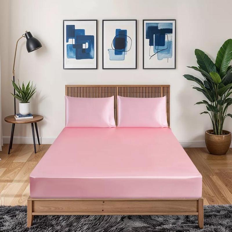 Product Introduction of 3Pcs Luxury Silk Satin Fitted Sheet Set – 40cm Deep Pocket Mattress Cover + Pillowcases (Single/Double/King) 17