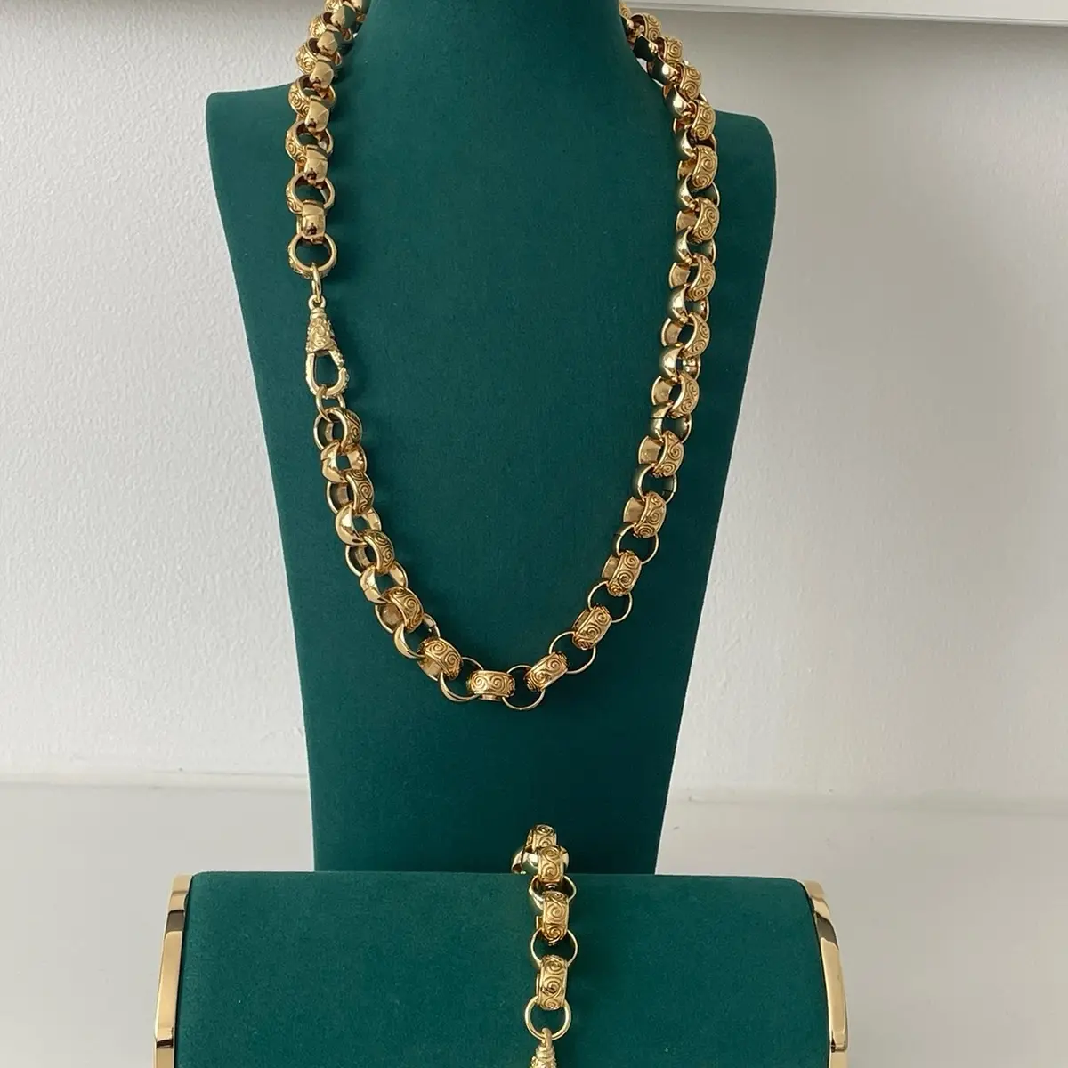 Albert clasp XXL gypsy belcher gold  plated chain and bracelet