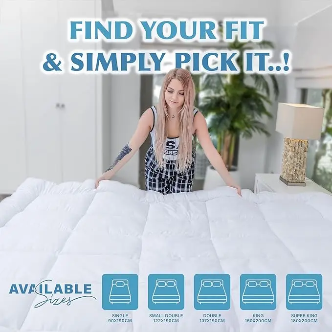 ACRALI HOME Mattress Topper Bed 4 Inch/10cm Quilted Single Mattress Topper Thick Breathable Hypoallergenic 2
