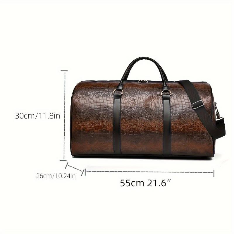 Product Introduction of Large Capacity Travel Bag, Unisex Crocodile Pattern Luggage Bag, Retro Versatile Vacation Bag, Gift Duffel Bag 9