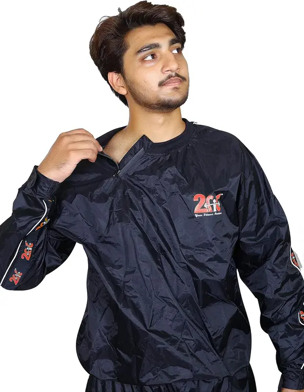 2Fit Your Fitness Partner Heavy Duty Workout Sauna Sweat Track Suit Top and Bottom Non Rip Weight Loss Slimming Boxing MMA Training Gym Weightlifting Running Jogging Exercise Fat Tracksuit 4