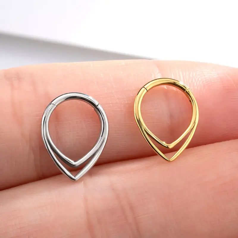 Oufer 16G Double Hoop Hinged Segment Triangle Septum Ring 3